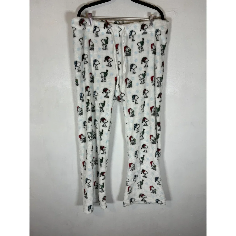 Peanuts Snoopy XL Christmas Pajama Pants Snowflake Fleece Holiday Lounge